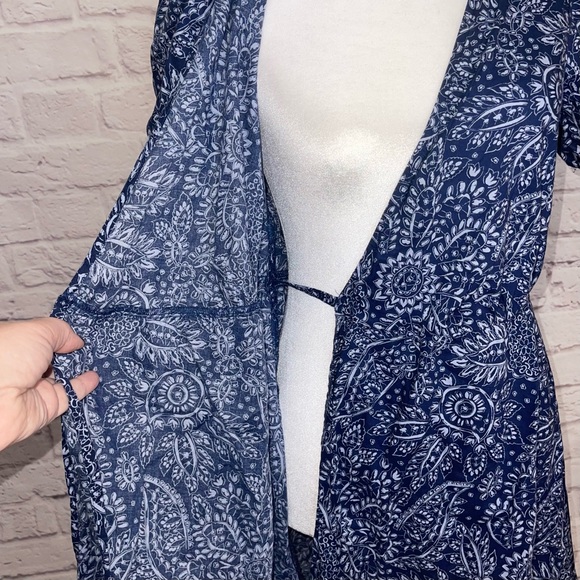 Madewell Women's Paisley Floral Short Sleeve Cotton Wrap Dress Bengali Indigo S - Picture 3 of 5